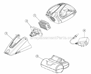 Page A Diagram and Parts List for BD10165  Dirt Devil Hand Vacuum